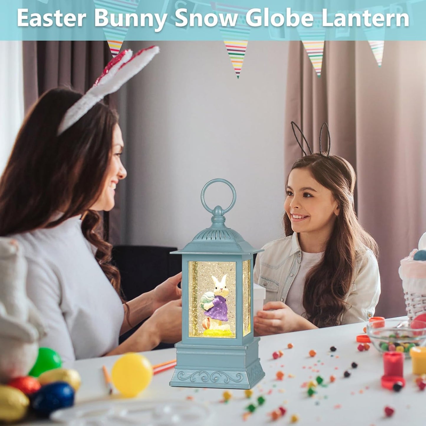 Lighted Glitter Bunny Snow Globe by Easter - Charming Spring Home Decor | Perfect for Festive Celebrations