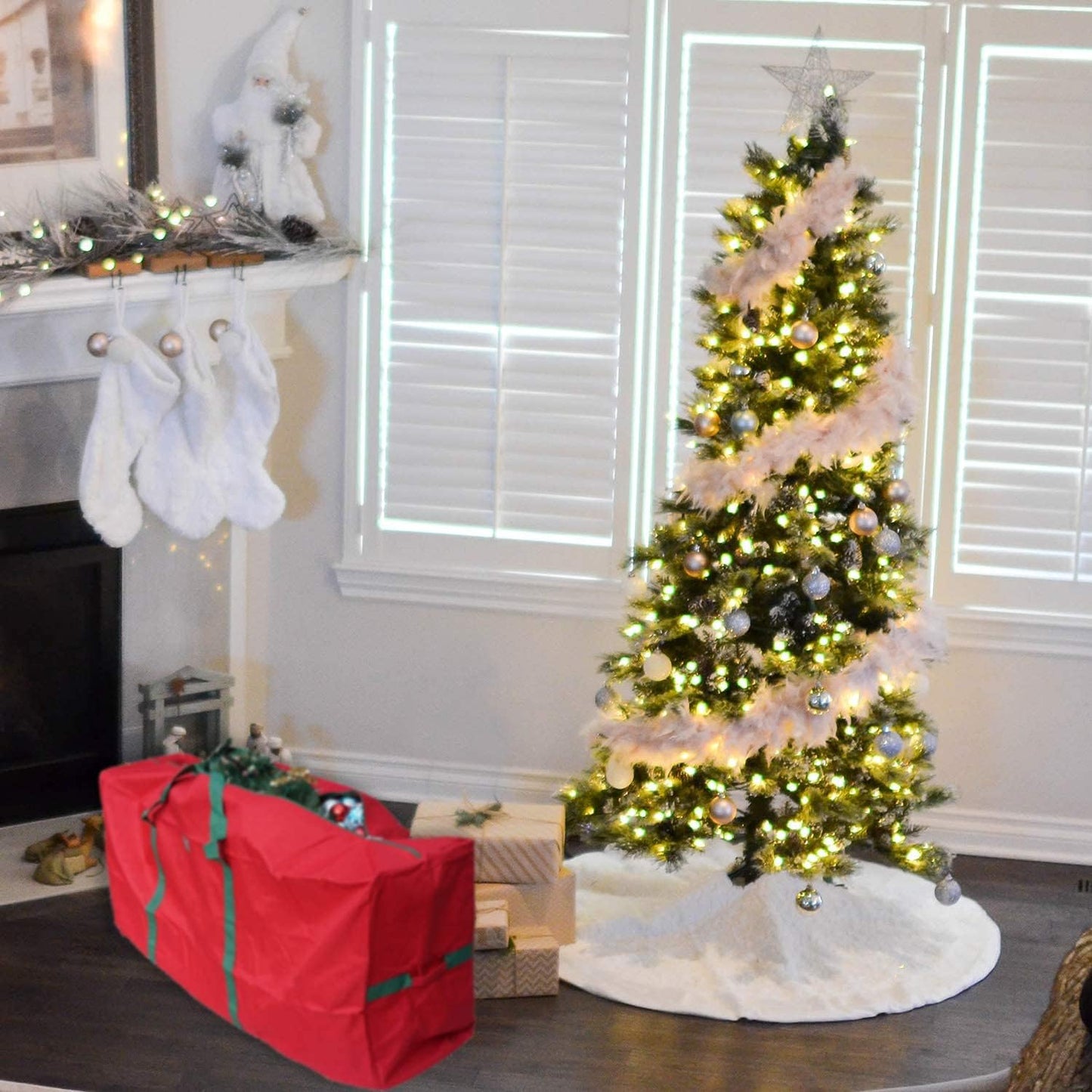 Extra Large Heavy Duty Christmas Tree Storage Bag for 9ft Artificial Trees - Durable Red Duffel, 65"x30"x15" - Holiday Decoration Solution