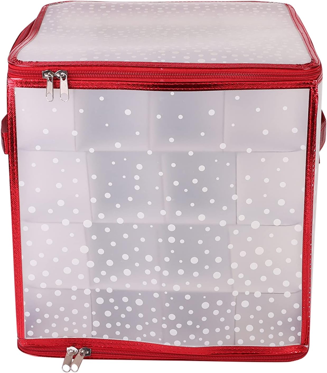 Ornament Storage Organizer for 112 Ornaments | Zipper Closure | Space-Saving Red Design