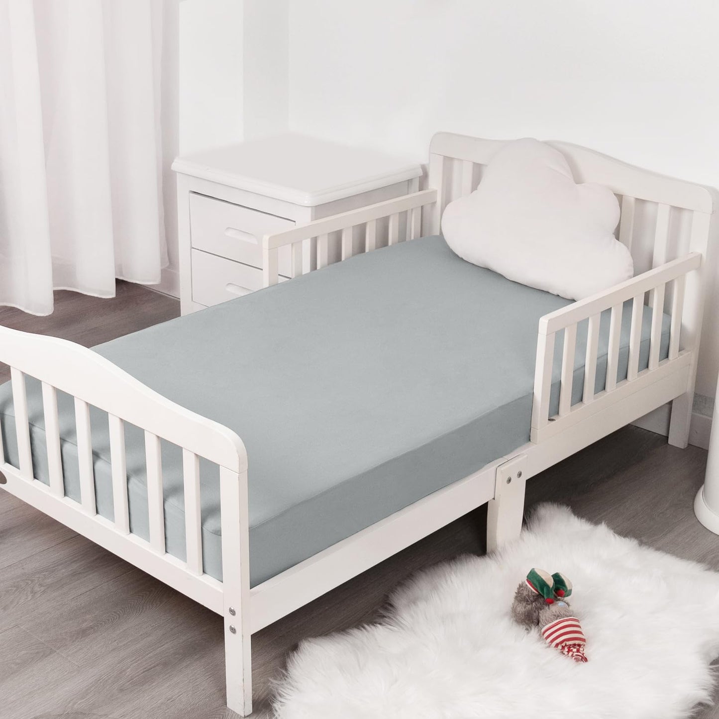 Stretchy Crib Sheets for Boys Girls, 2 Pack - Fitted Crib Sheets Neutral for Standard Crib and Toddler Bed Mattress 52" x 28", Soft and Breathable, Grey