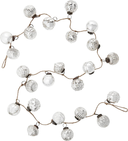 Antique Silver Mercury Glass Garland - Embossed Decorative Ornament (XC5496)