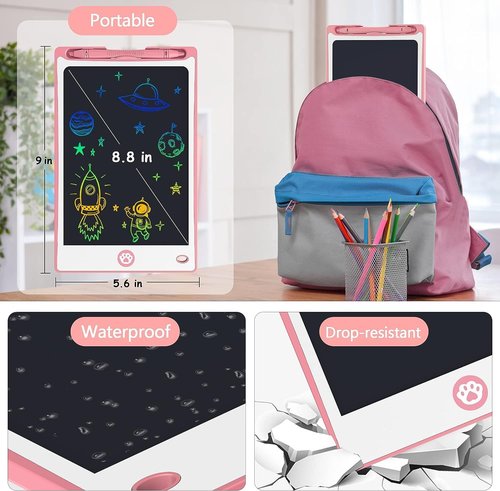 Hockvill LCD Writing Tablet - 8.8 Inch Drawing Pad for Kids | Perfect Gift for Ages 3-7, Travel Essential