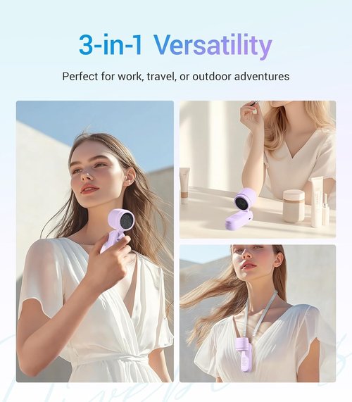 Diveblues High-Speed Portable Handheld Turbo Fan - USB Rechargeable, Compact Design for Travel & Home | Purple