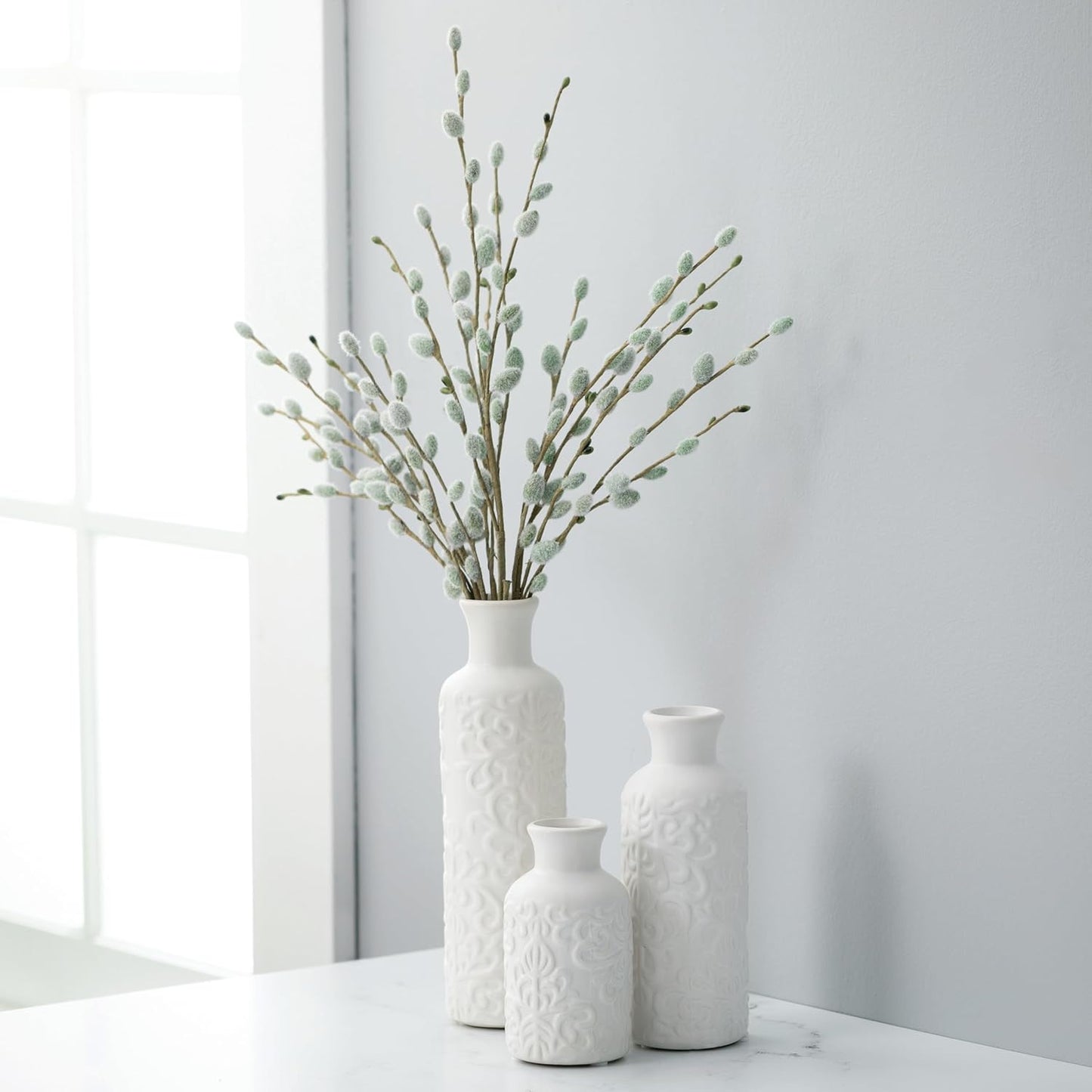 Red Vase Set - Boho Farmhouse Decor for Kitchen, Bedroom & Living Room - CM2407