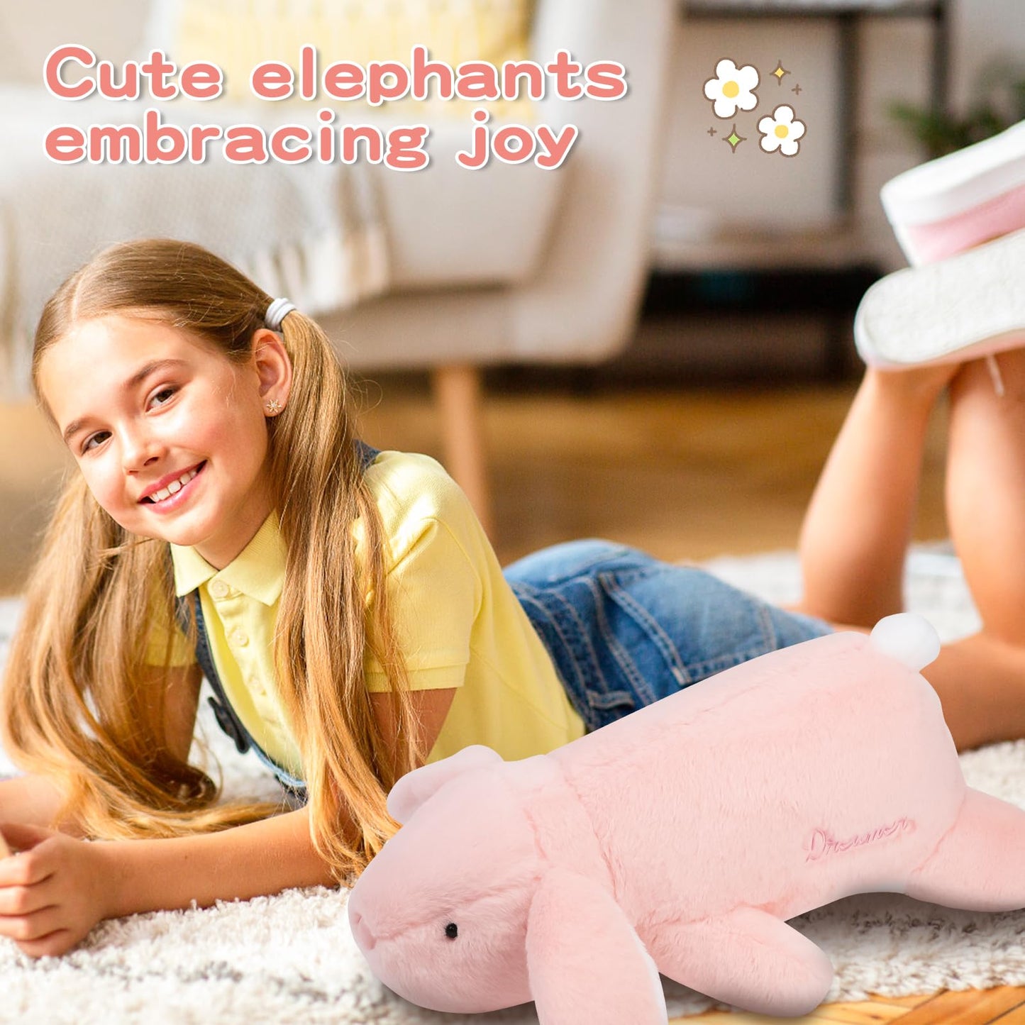 Kashabawangzi 24 inch Cute Giant Weighted Bunny Plush Soft Body Pillow, Large Rabbit Weighted Stuffed Animals Toys plushies, Gift for Kids Girls and Boy, Christmas, Birthdays