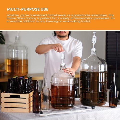 FastRack 6 Gallon Glass Carboy | Clear Fermenter for Wine & Beer | Italian Glass Carboy for Home Brewing, Fermentation Jar & Storage | Durable Wine Carboy & Fermenting Jug | #7 Stopper NOT Included