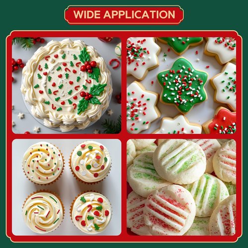 Christmas Sprinkles for Baking, 6 Cell Mix Sprinkles for Christmas Cake Decorating Fancy Sanding Sugar for Ice Cream,Donut,Chocolate Candy,Cookies Decorating - 6.7 oz
