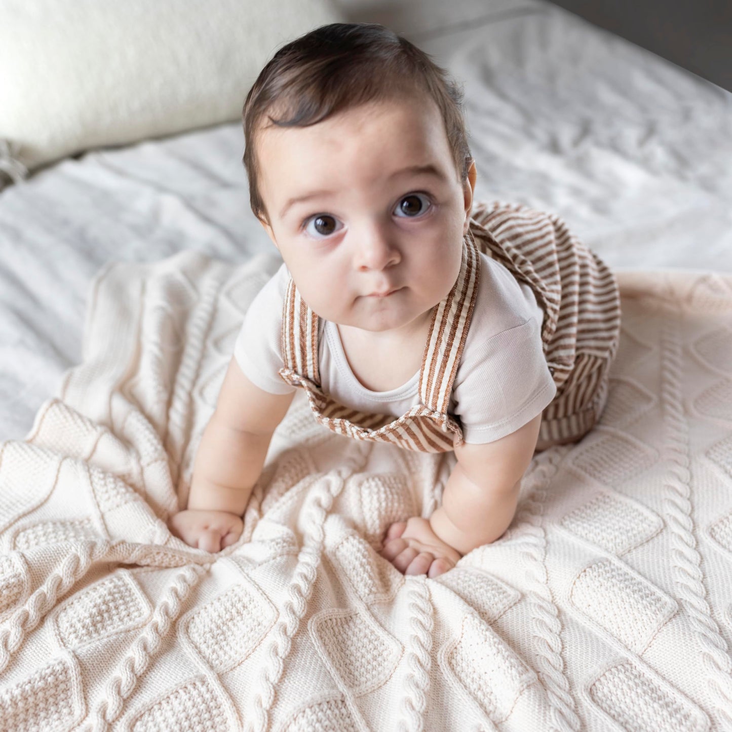 Do What You Love – Knit Baby Blanket for Girls and Boys, Soft Cozy Organic Cotton, Receiving Swaddle Crib Stroller Quilt Blanket for Baby Gift Registry for Newborns, Infants, Toddlers (Cream)