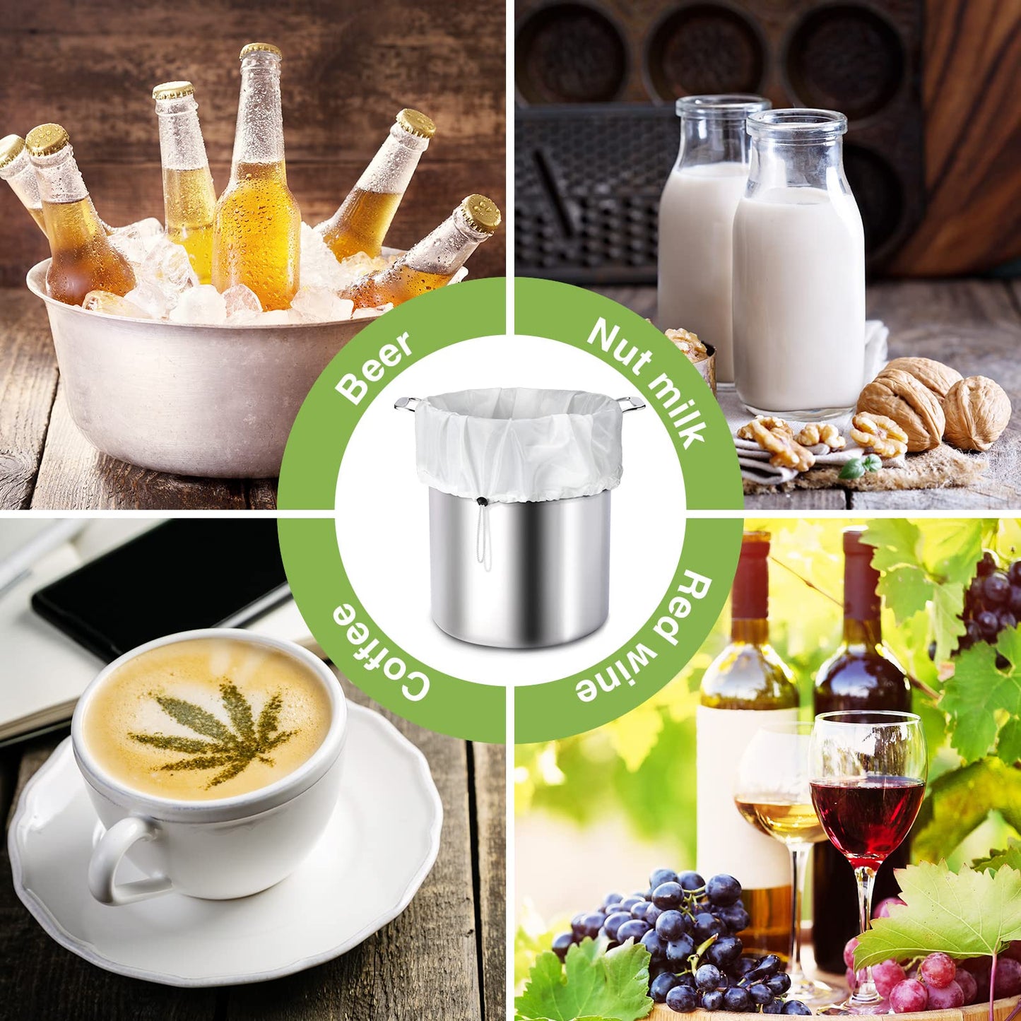 Chumia 10 Pack Brew Bags Reusable Extra Large 26 x 22'' Fine Mesh Strainer Cold Brew Filters Drawstring Cheese Cloth Straining Bags Wine Making Supplies for Fruit Cider Beer