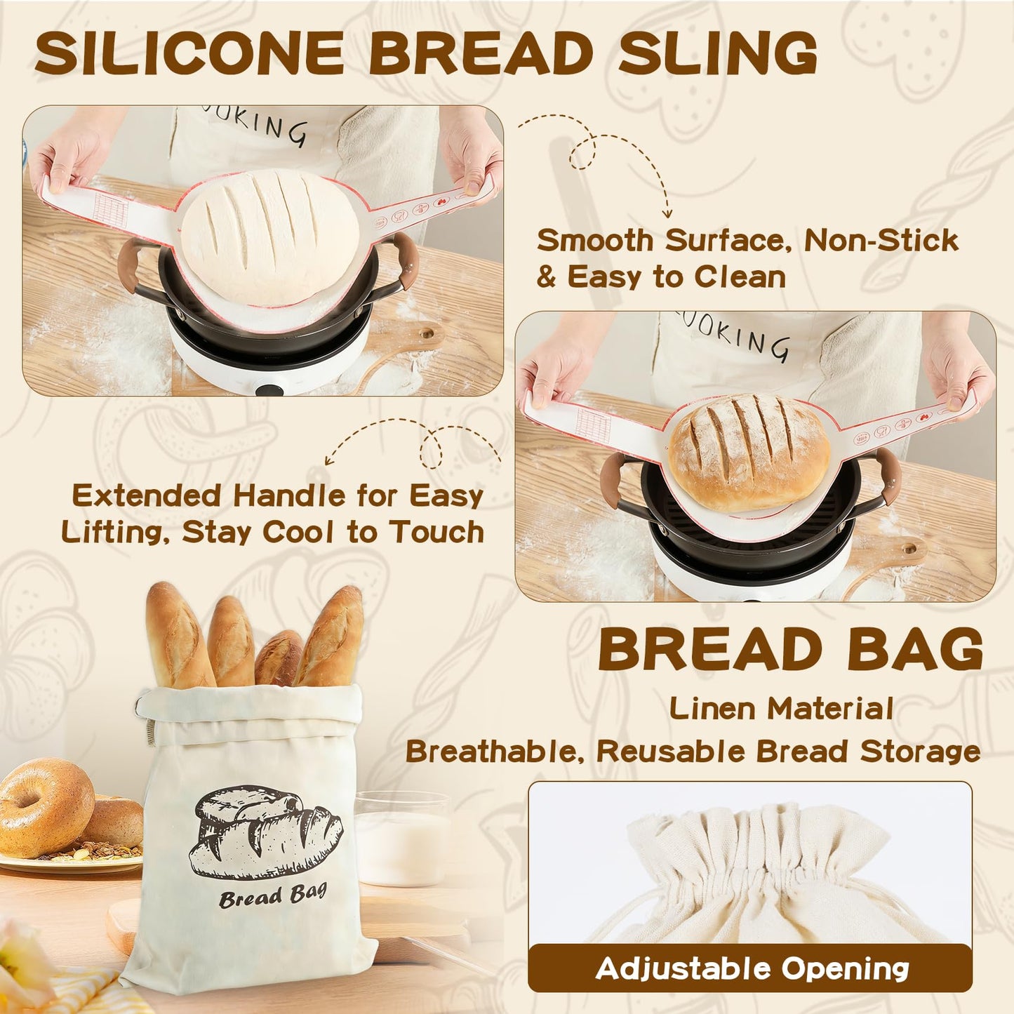 KNEDWRMY Sourdough Starter Kit & Sourdough Bread Baking Supplies-10" Round & Oval Banneton Proofing Baskets, 32 oz Sourdough Starter Glass Jar, Bread Making Tools, for Bread Making/Baking Fermentation
