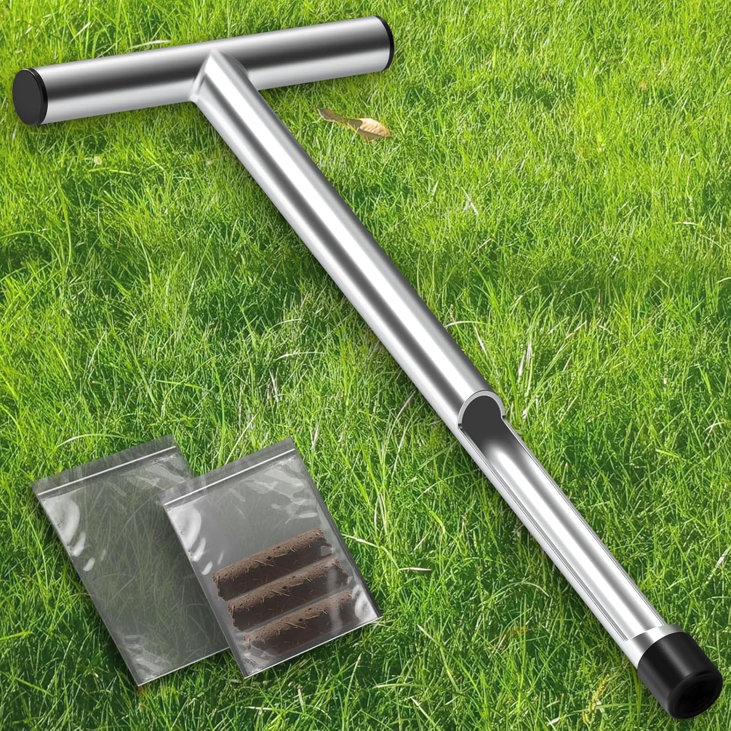 Skiennix 17 Inch Stainless Steel Soil Sampler Probe - T-Style Handle for Accurate Soil Testing