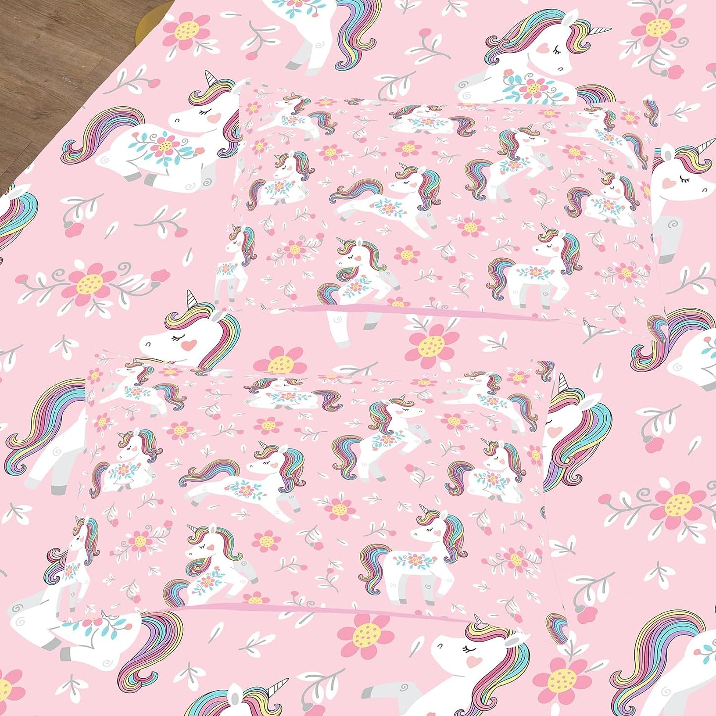 Peopleareok Unicorn Full Comforter Set for Girls Kids, Cute Pink Purple Unicorn Print Bedding Set Full, 5-Piece Bed in a Bag, Kids Cartoon Kawaii Comforter with Sheet Set