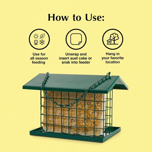 C&S EZ Fill Deluxe Suet Feeder - Roof & Platform Design for Wild Birds | Holds 56 Ounce Suet Cake