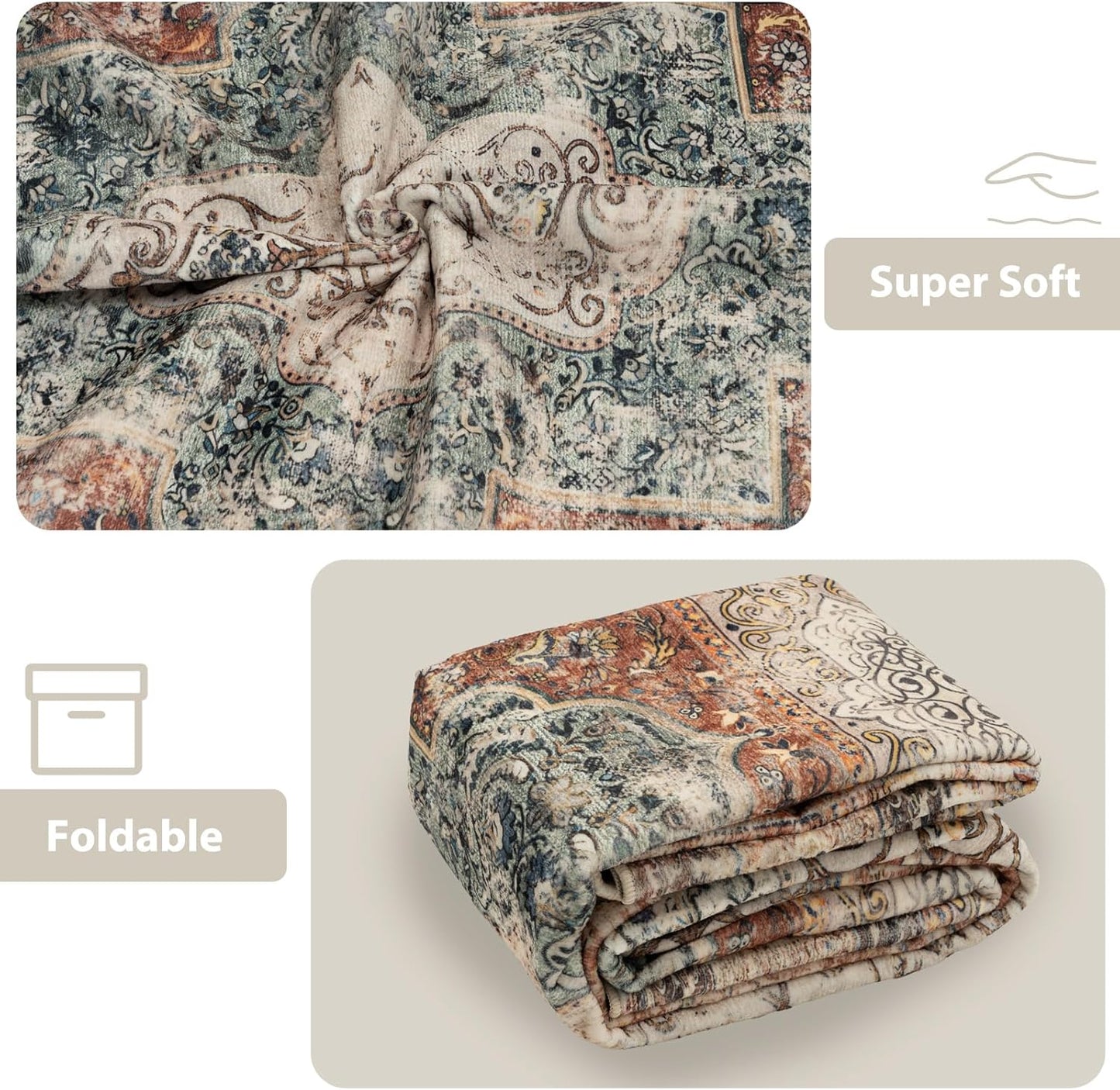 8x10 Area Rug Low Pile Carpet Non Slip Doormat Machine Washable Area Rugs for Living Room Bedroom Kitchen Hallway Dining Room Entrance Indoor-Brick