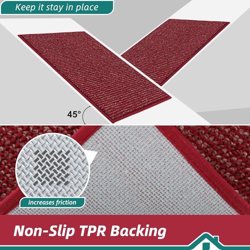BEQHAUSE Dirt Trapper Door Mat - Non-Slip, Washable, Dirt Resistant | 36" x 60", Red Entryway Mat