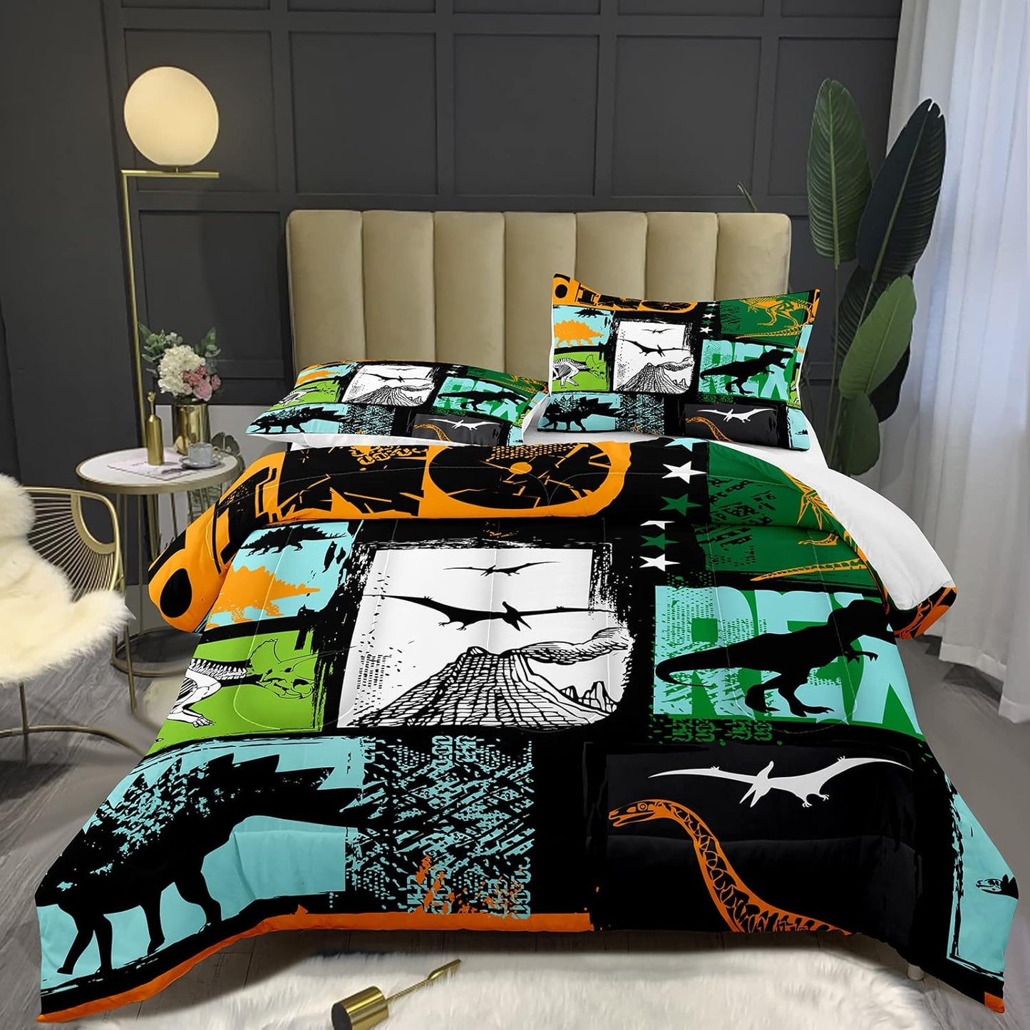 Bodhi Rainbow Graffiti Football Bedding for Boys & Teens - Full Comforter Set with Matching Pillowcases