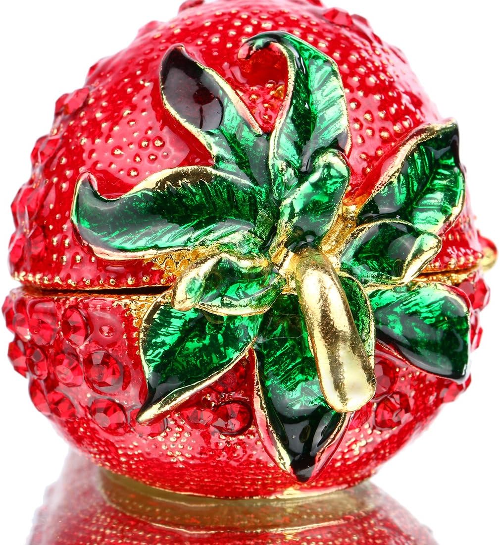 Handmade Red Strawberry Hinged Trinket Box for Girls & Women - Unique Decor
