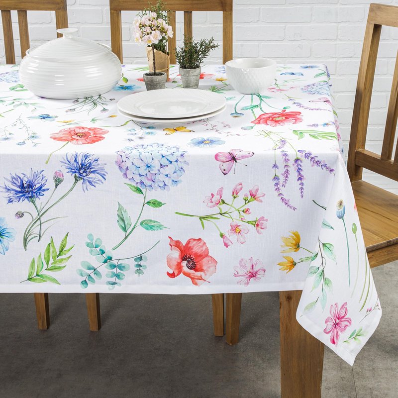 Maison d' Hermine Table Cloth Rectangle Table 100% Cotton 54 x 72 Inches Tablecloth Reusable Decorative for Dining Kitchen Room Farmhouse Home Gifts for Mothers Day Spring Summer - Just Floral