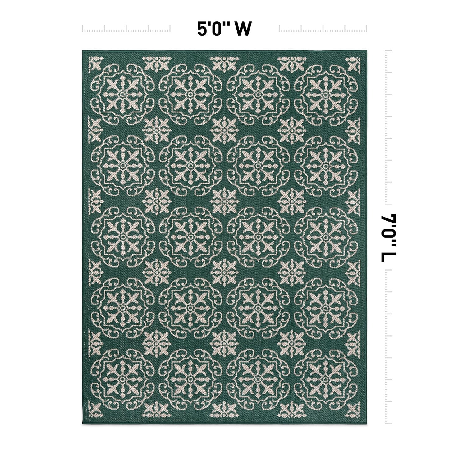 Rugshop Budelli Transitional Geometric Textured Flat Weave Easy Cleaning Outdoor Rugs for Deck,Patio,Backyard Indoor/Outdoor Area Rug 5' x 7' Green
