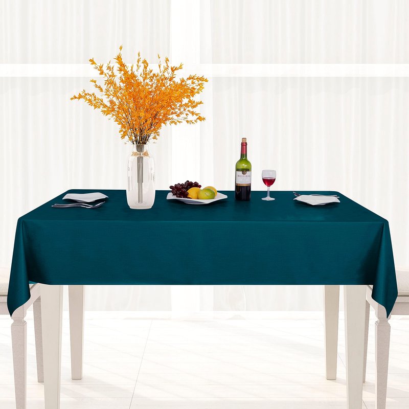 sancua 100% Waterproof Rectangle PVC Tablecloth - 54 x 78 Inch - Oil Proof Spill Proof Vinyl Table Cloth, Wipe Clean Table Cover for Dining Tables, Buffet Parties and Camping, Deep Teal