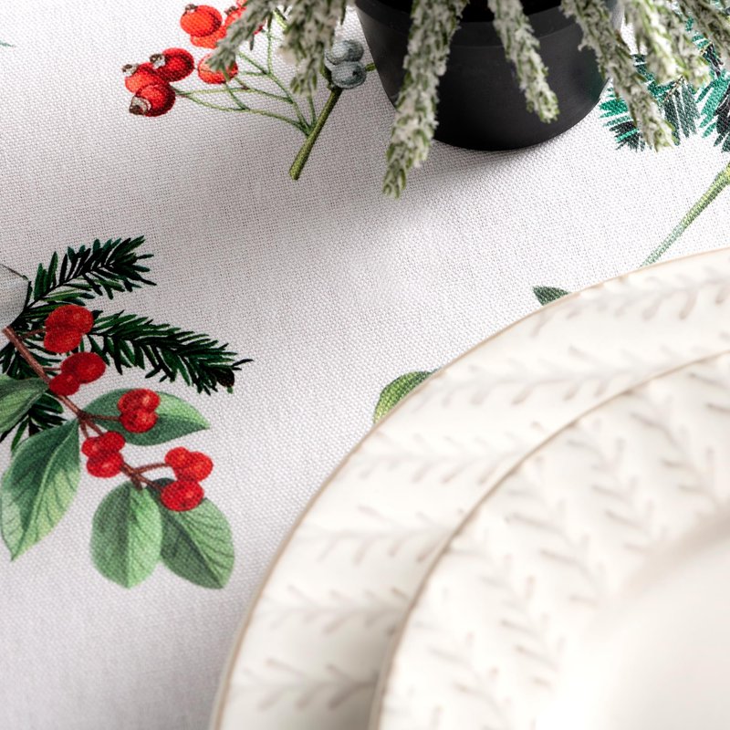 Maison d' Hermine Table Cloth Rectangle Table 100% Cotton 70 x 108 Inches Fall Tablecloth Reusable Everyday Use for Thanksgiving Christmas Decorations Dining Farmhouse Party (Noel)