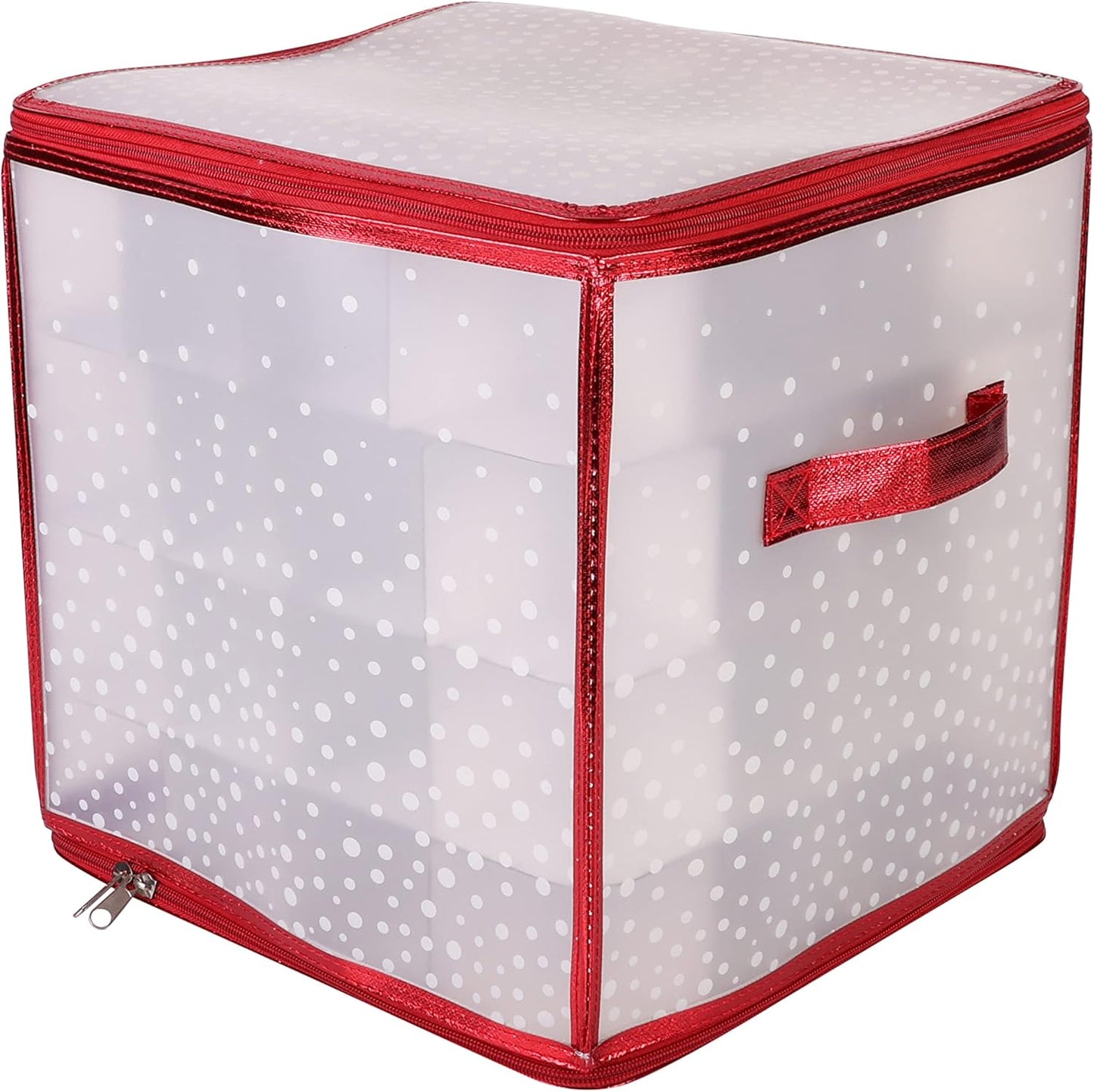 Ornament Storage Organizer for 112 Ornaments | Zipper Closure | Space-Saving Red Design