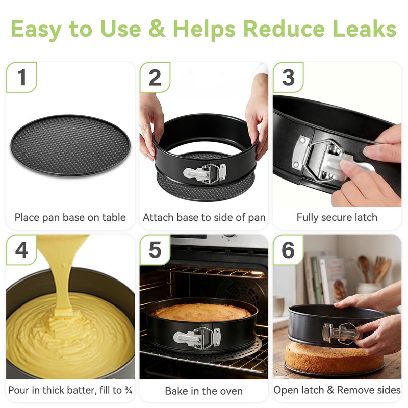 USLAI Springform Pan, 4/6/7/8/9/10 Inch Nonstick Cheesecake Pan with Removable Bottom, Easy to Clean, Ideal for Baking Cakes, Pies and Quiches - 6 Inch