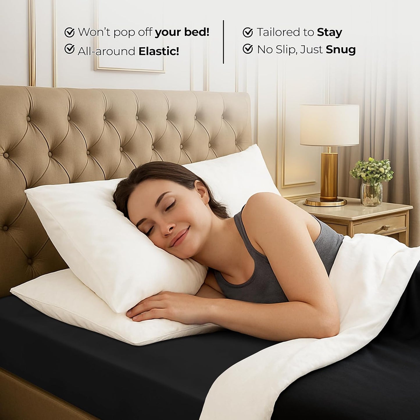 Utopia Bedding Twin Fitted Sheet - Soft Microfiber - Deep Pocket, Fade Resistant - Black