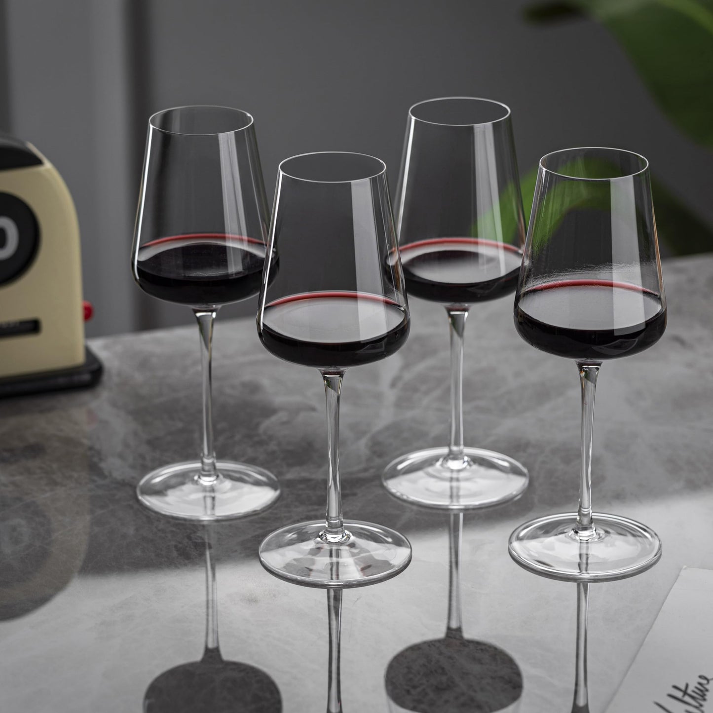 CnSneg Wine Glasses Set of 4, Premium Crystal Wine Glasses 13.5OZ for Red and White, Hand Blown Wine Glass, Unique Wedding Gift