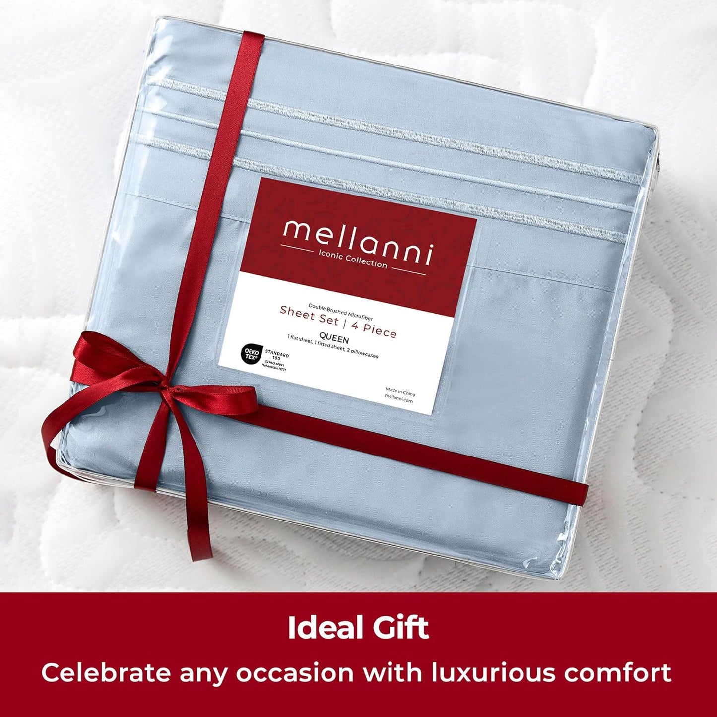 Mellanni Extra Deep Queen Sheets - Hotel Luxury Bedding | Ultra Soft, Cooling, Stain Resistant (Queen, Blue Hydrangea)