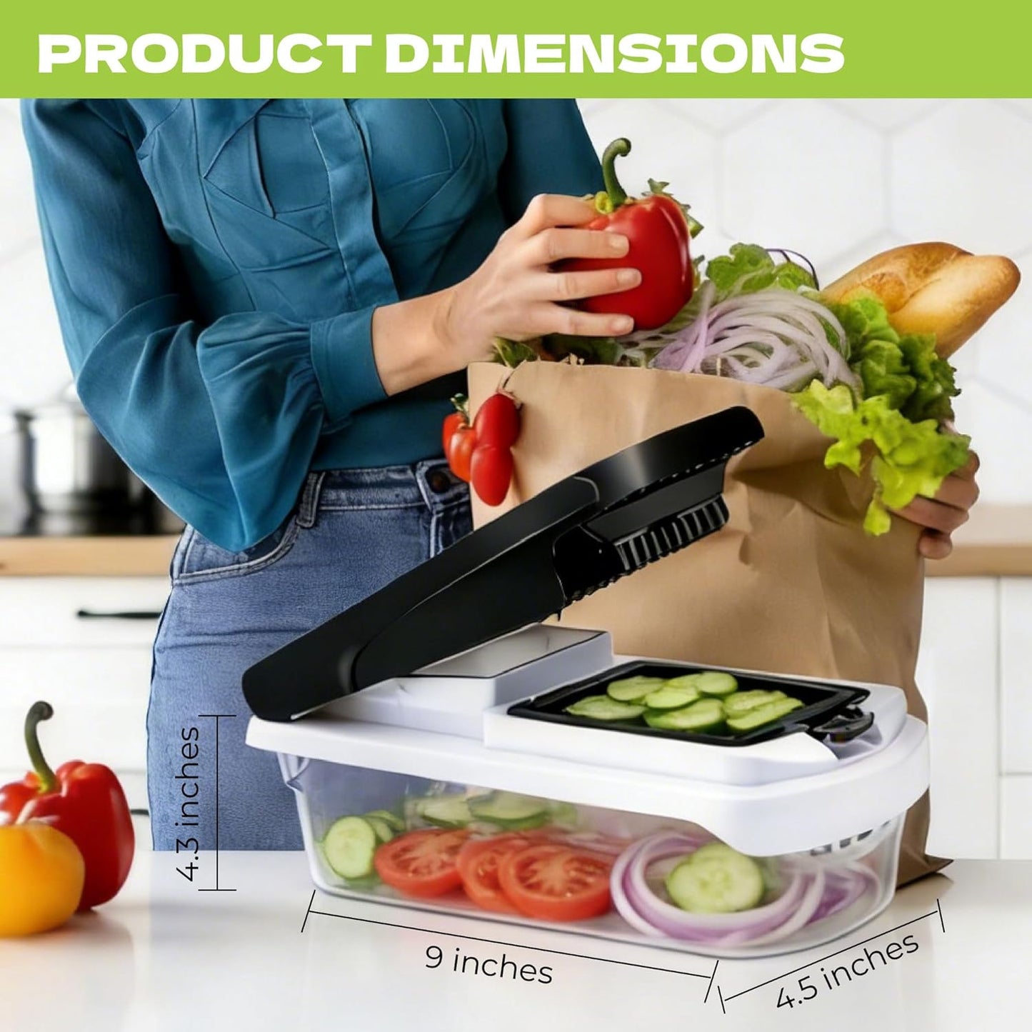 Skiennix 17-in-1 Vegetable Chopper - Multifunctional Mandoline Slicer with Container & Gloves | Perfect for Potatoes, Carrots, Garlic & Salad Prep