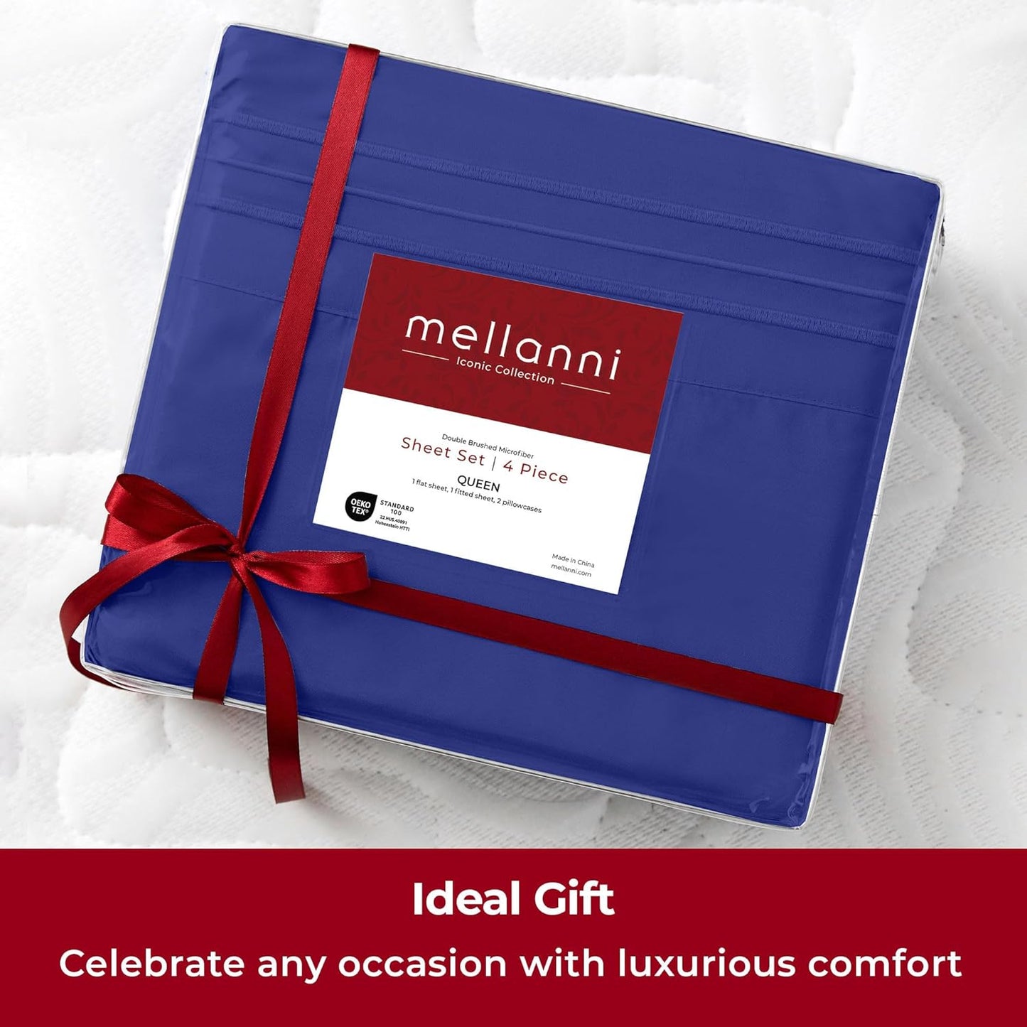 Mellanni Extra Deep California King Sheets - Hotel Luxury, Ultra Soft & Cooling - 4 PC Set in Royal Blue