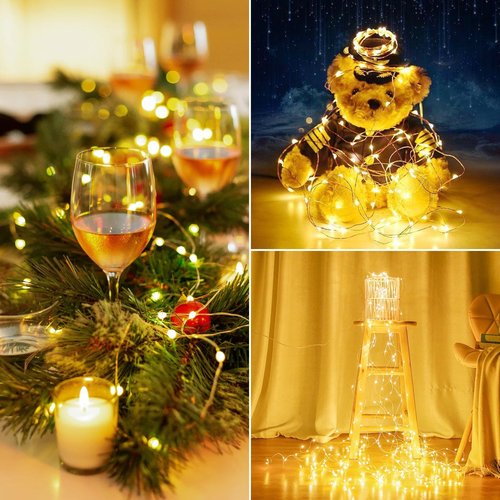 4 Pack Cuttable Fairy Lights Battery Operated, Waterproof 20FT 60LED Twinkle Lights with Timer Indoor Outdoor, Fairy Battery String Light for Bedroom, Classroom, Wedding, Christmas Décor(Warm White)