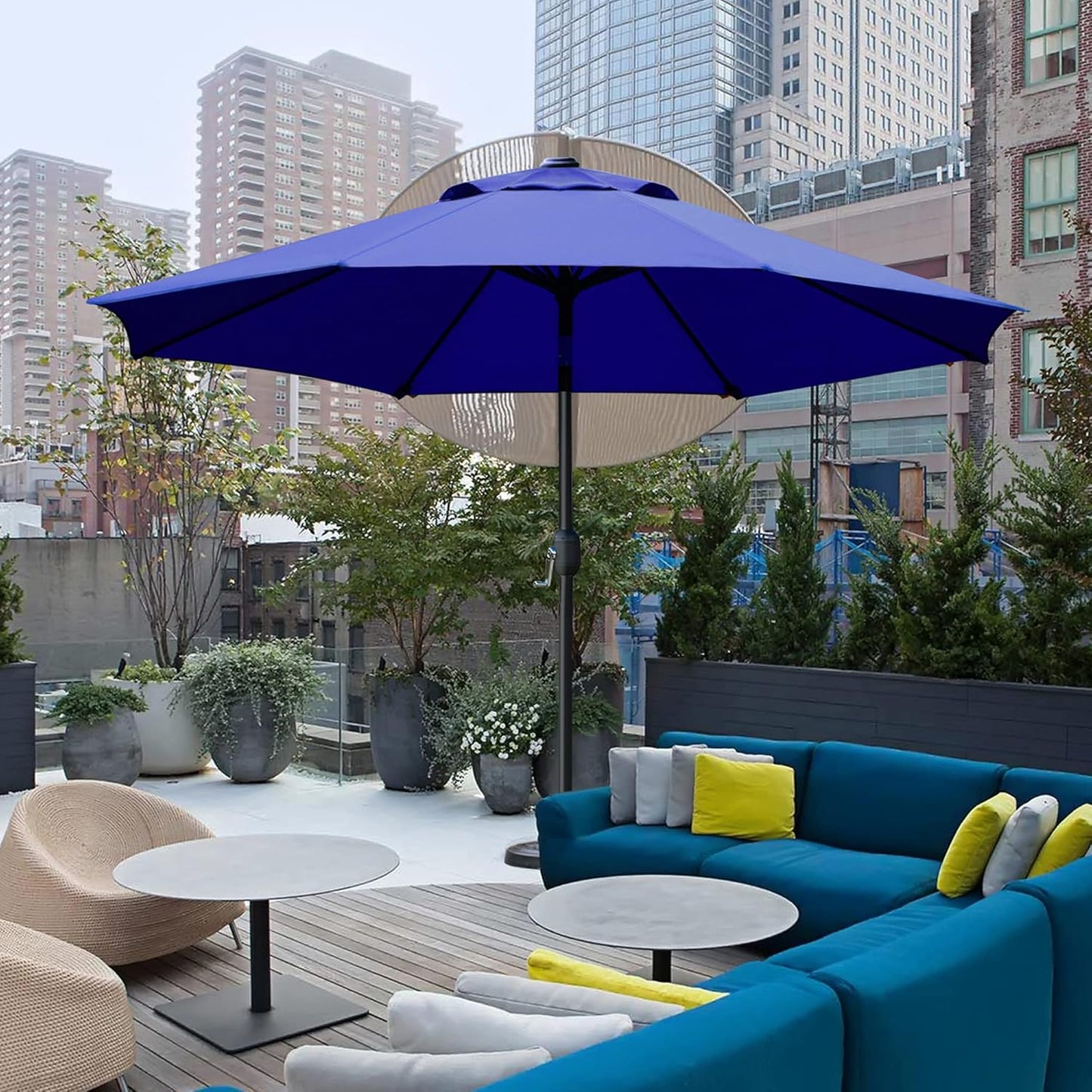 Sunnyglade 9' Patio Umbrella - Durable Outdoor Table Umbrella with 8 Sturdy Ribs | Navy Blue