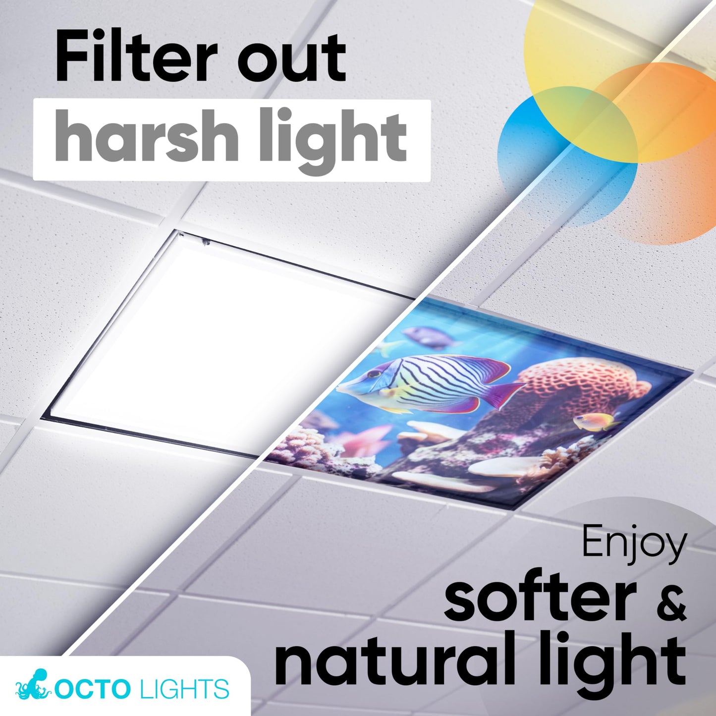 Light Covers for Ceiling Lights Classroom - Magnetic Ocean Cover for Fluorescent Or LED Fixture - Must Haves for Teacher Supplies - Home, Office Cubicle Decor - Calming Overhead Lighting