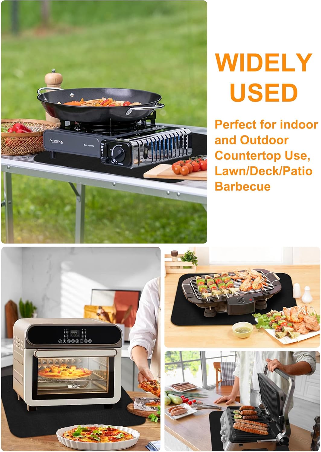 Skiennix Tabletop Grill Mat - Heat Resistant & Fireproof for Outdoor Use | 24 x 18 Inches