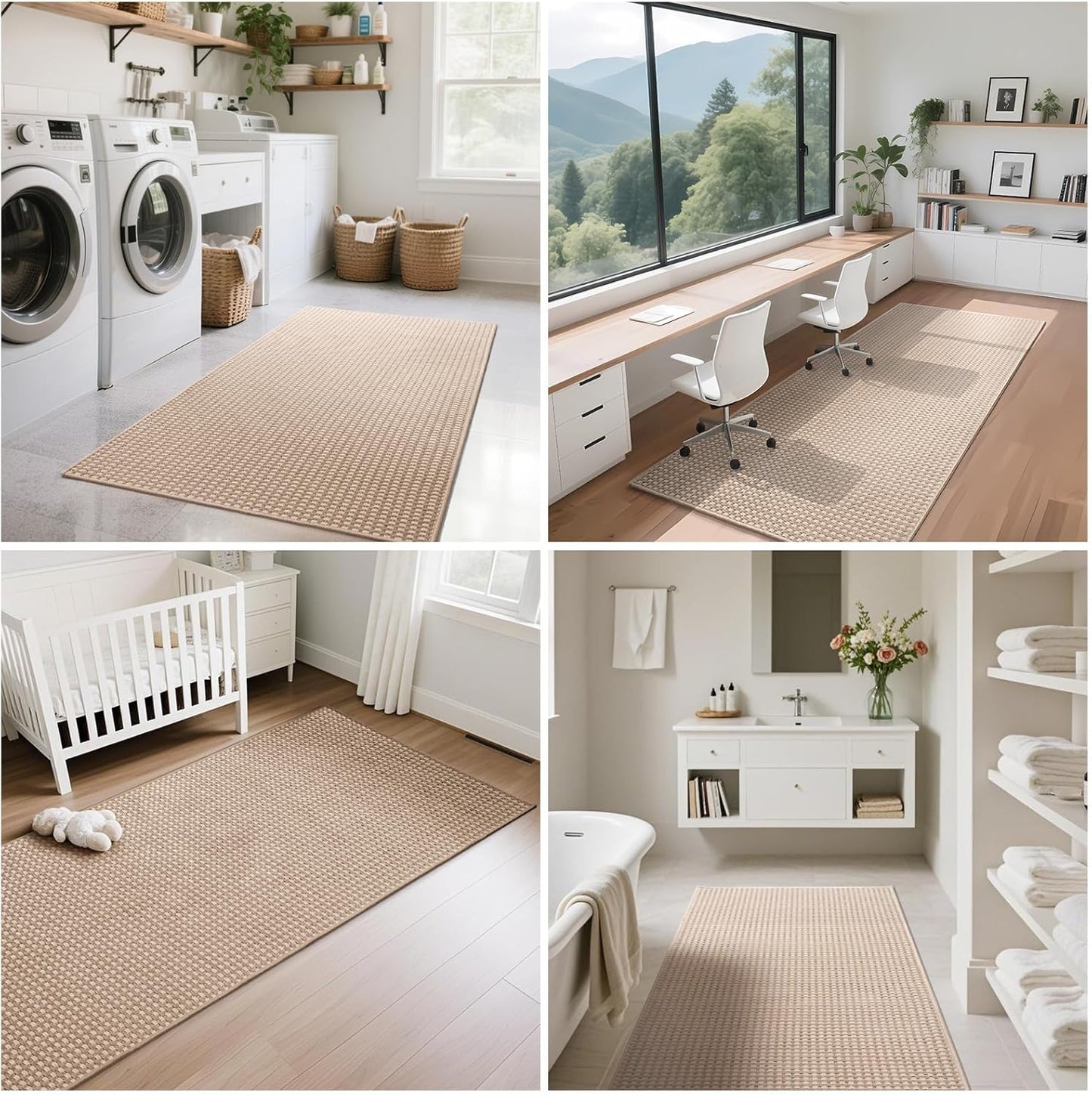 YDKGL Area Rug - Non-Slip Washable Boho Woven Runner | 3x5 ft for Entryway, Kitchen, Living Room - Brown