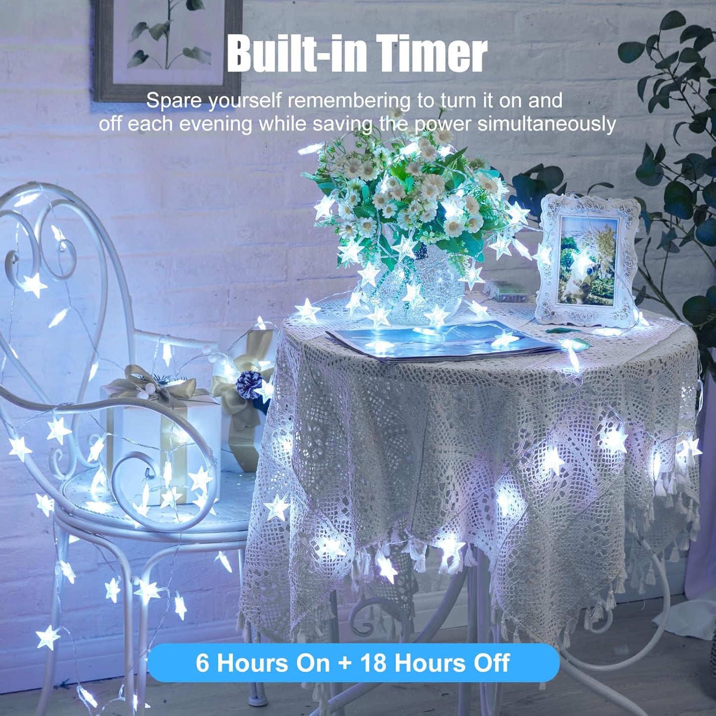 200 LED Fairy Lights with Remote & Timer - 16.4Ft Silver Wire Twinkle Lights for Indoor Christmas, Wedding & Party Decor