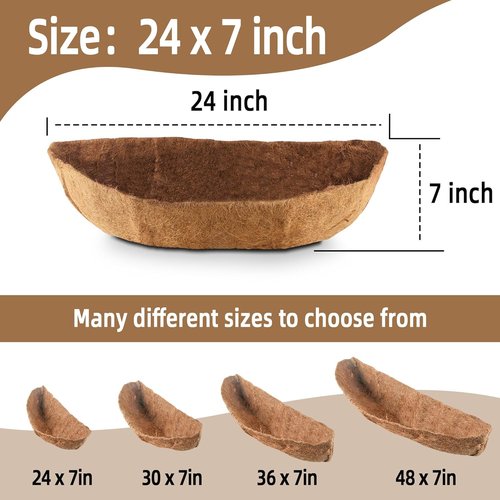 Coco Liner | Premium 24-Inch Trough Planter Liners - 100% Natural Coconut Fiber for Outdoor Use