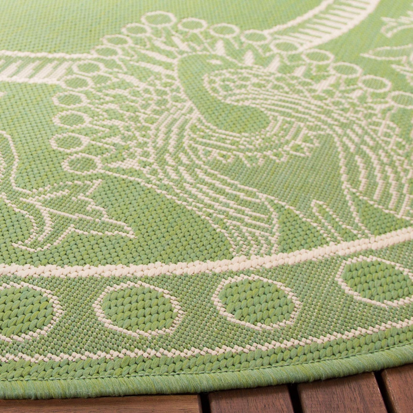 SAFAVIEH Courtyard Collection 5'3" Round Natural / Blue CY2965 Indoor/ Outdoor--Waterproof Easy--Cleaning Patio Backyard Mudroom Area--Rug