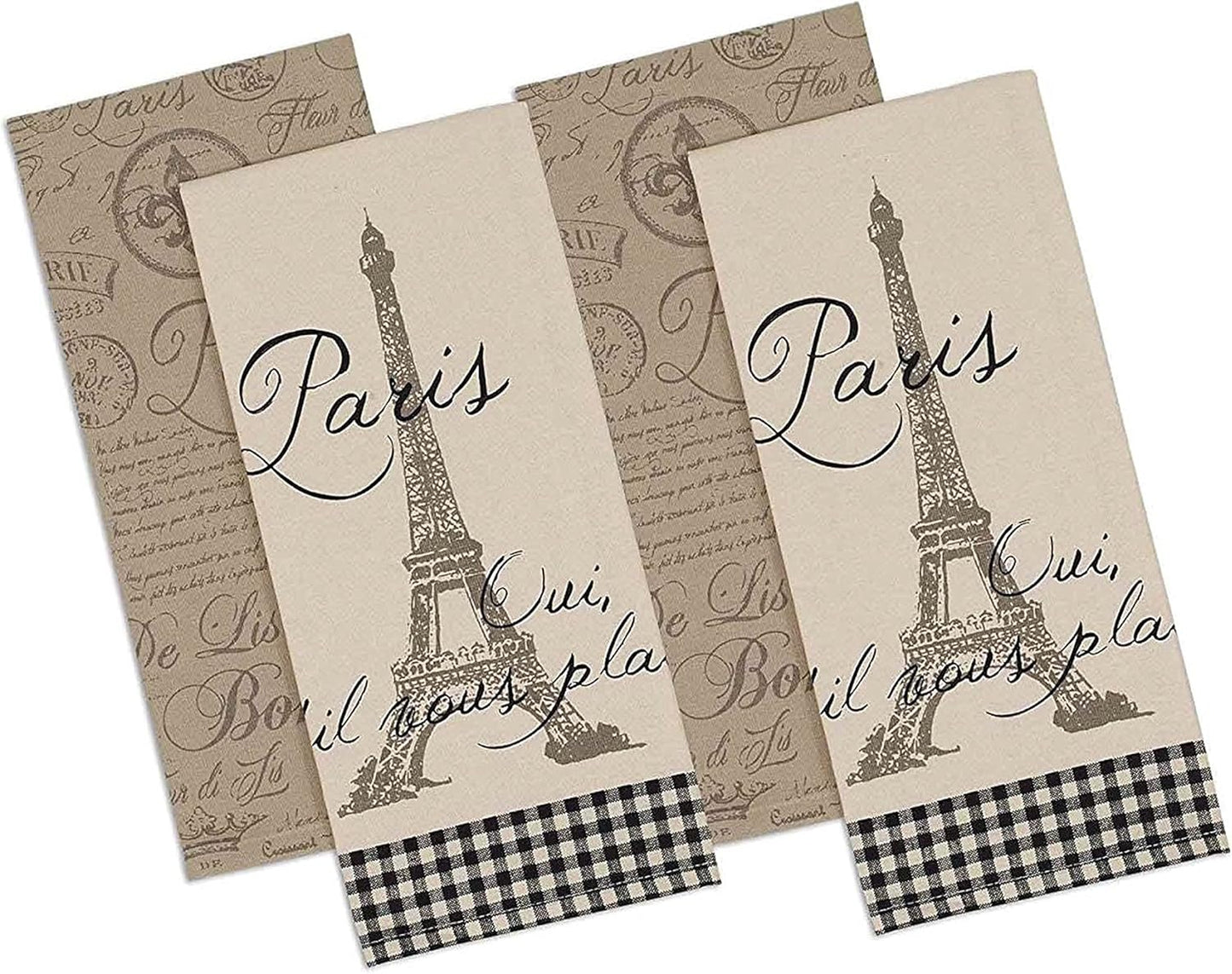 Decorative Cotton French Jacquard Dish Towels Set of 3 - Stylish Kitchen Tea Towels for Cooking & Baking