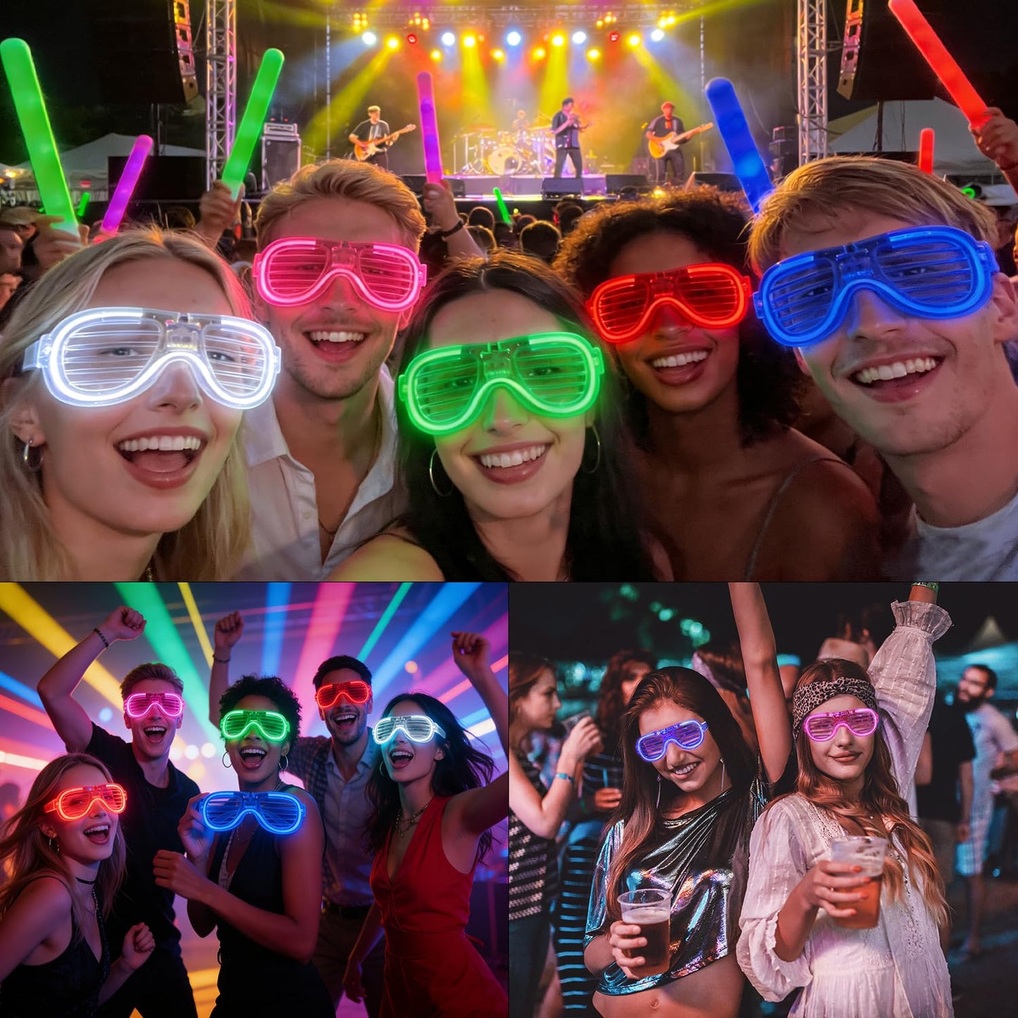 10PCS LED Light Up Glasses - 5 Neon Colors Glow in The Dark Party Supplies, Strobe Eyewear for Halloween Parties, Wedding, Birthday Bashes, Raves, Concerts & Gamer Parties