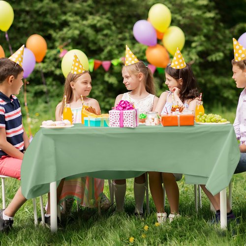 FAGNBED 4 Pack Sage Green Disposable Tablecloth, 54×108 Inches Waterproof Plastic Rectangle Table Cover, Leakproof & Sturdy Table Cloth for St Patricks Day, Picnic, Party Decoration