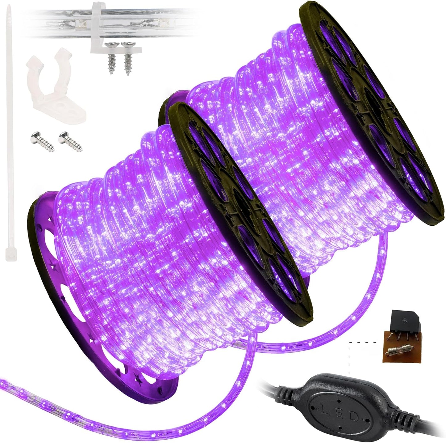 10ft Waterproof LED Rope Lights - 108 LEDs, Connectable Outdoor Christmas Decor