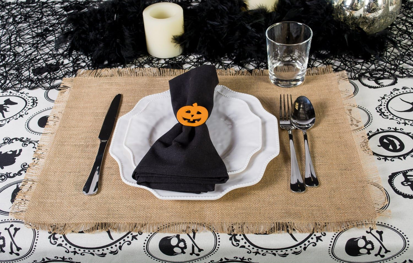 Jute Burlap Placemat Set for Kitchen Tabletop - 13x19, Solid Natural, 6 Count