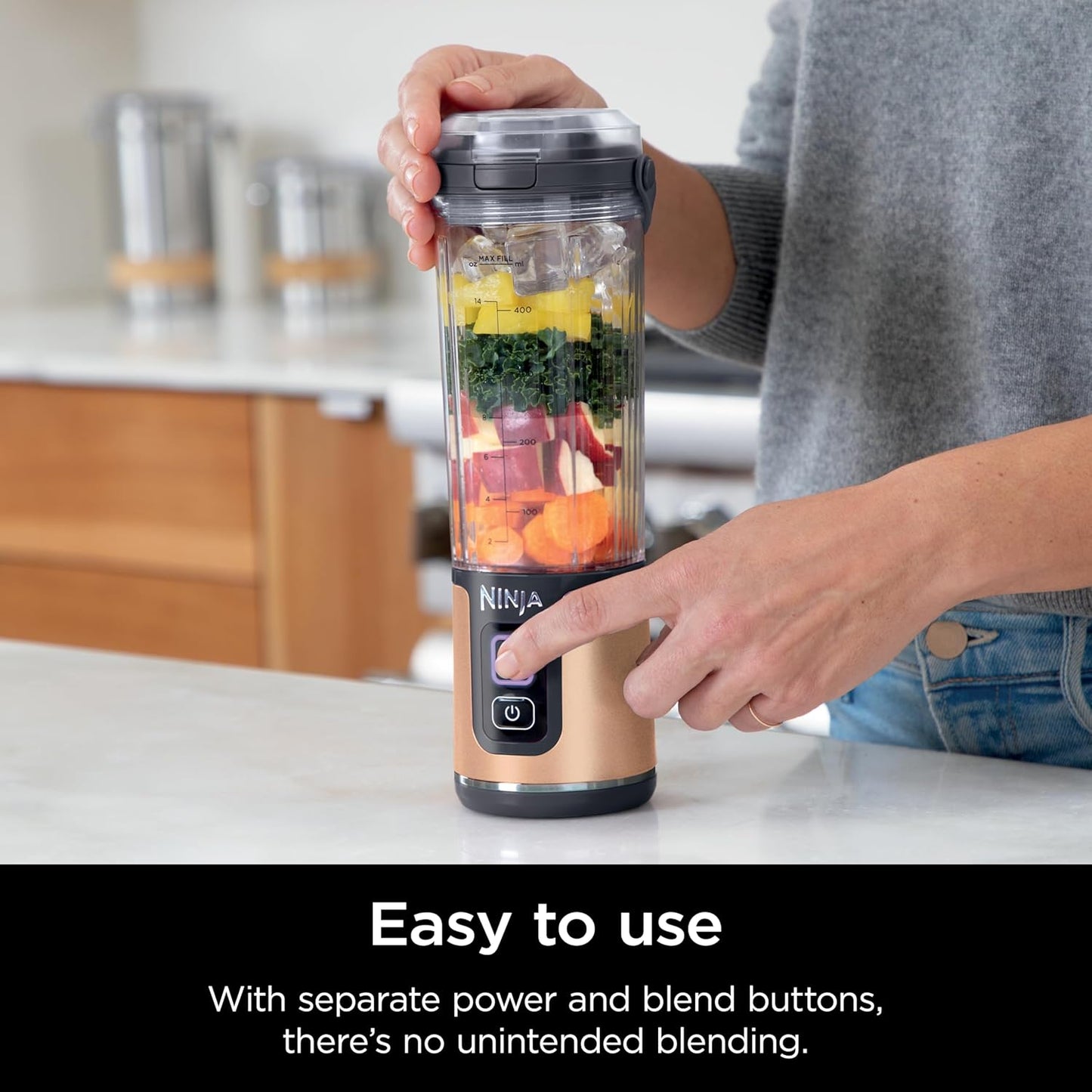 Ninja Blast Portable Blender - Cordless 18oz Personal Blender for Smoothies & Shakes | BPA-Free, USB-C Rechargeable, Metallic Copper