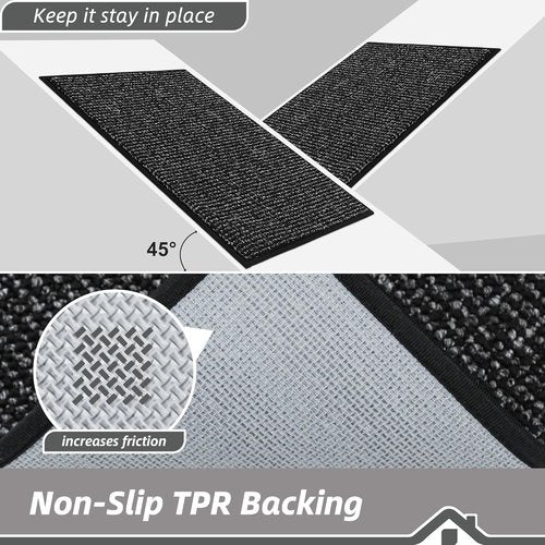 BEQHAUSE Dirt Trapper Door Mat - Non-Slip, Washable, Absorbent Entrance Mat | 32" x 48", Black