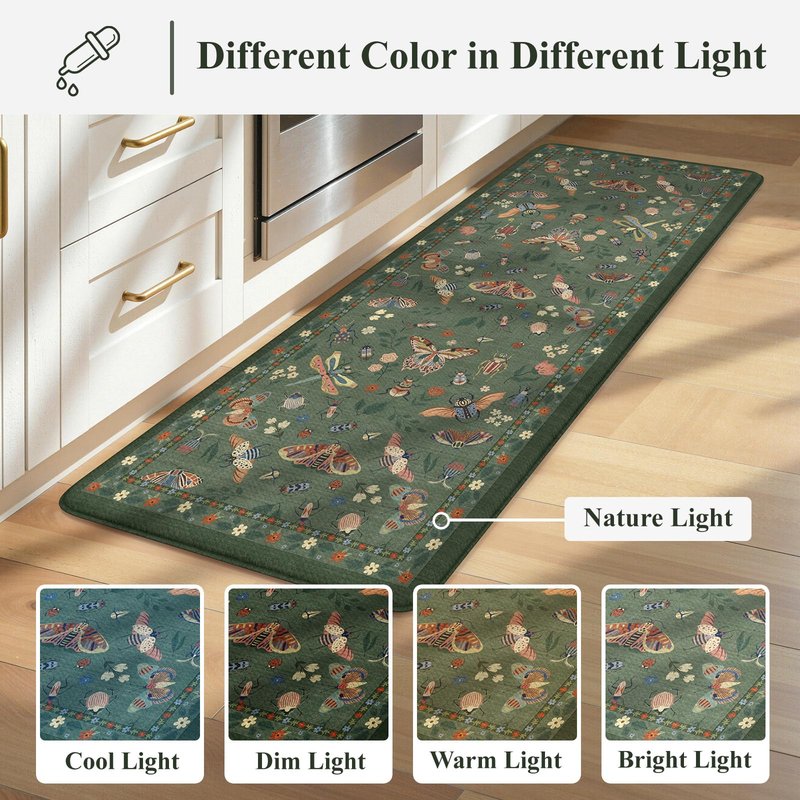 LEEVAN Anti Fatigue Mats for Kitchen Floor Non-Slip, Cushioned Kitchen Mats for Floor 20''x31'', Green Memory Foam Kitchen Mat Set, Waterproof Ergonomic Green Ding Mat for Bar, Office,Desk, Laundry