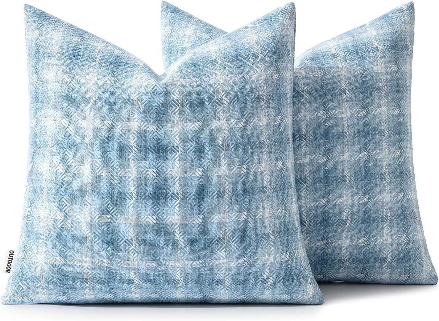 MIULEE Outdoor Waterproof Throw Pillow Covers - Decorative Farmhouse Cushion Cases | 18x18 Inch Light Blue (Pack of 2)