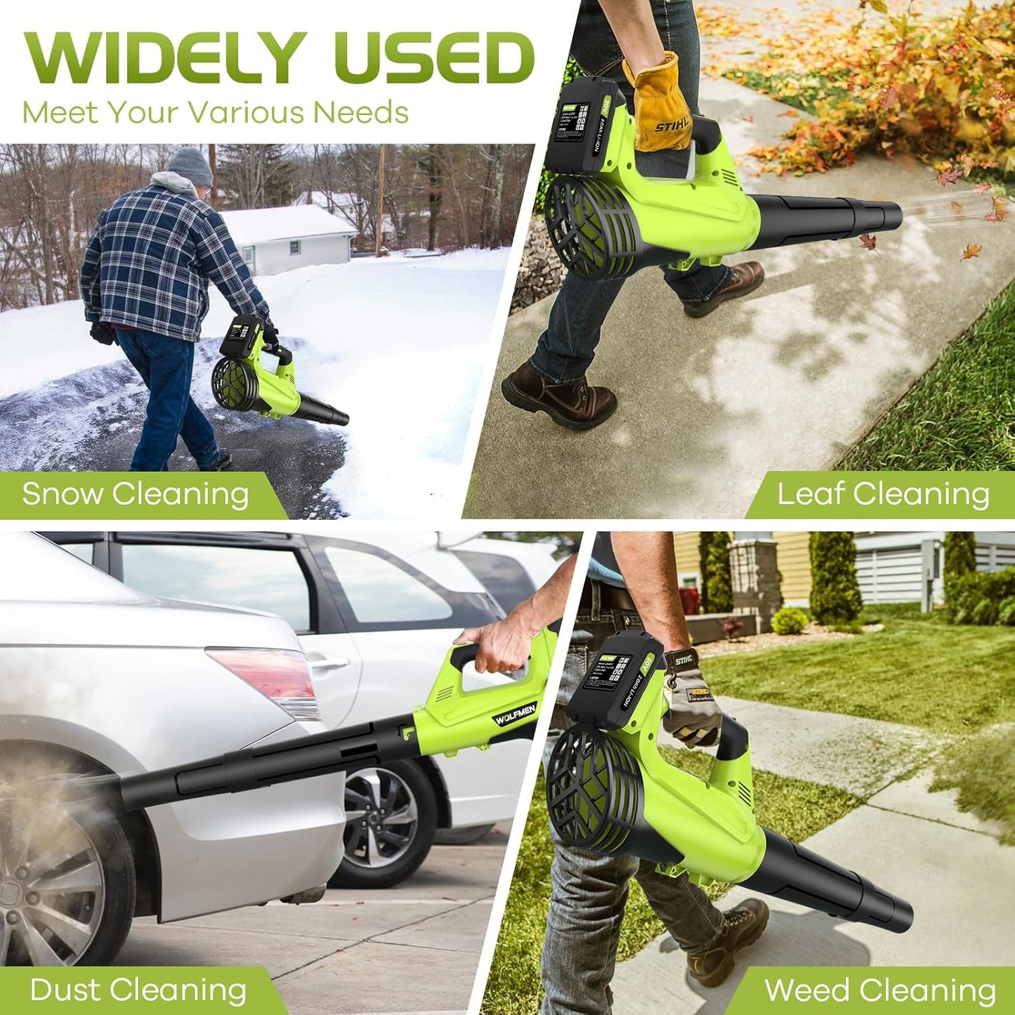 Skiennix Electric Cordless Leaf Blower - Lightweight with 2 Batteries & Charger | 2 Speed Modes for Easy Patio Cleaning